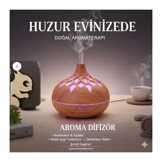 Aroma Difüzör Gece Işığı 7 Led DESENLİ Nemlendirici Kumandalı Buhar Makinesi 550 ml