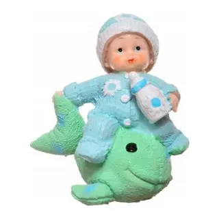 BUFFER® Decotown Hediyelik Sevimli Mavi Bebek Biblo Polyester Süs Eşyası