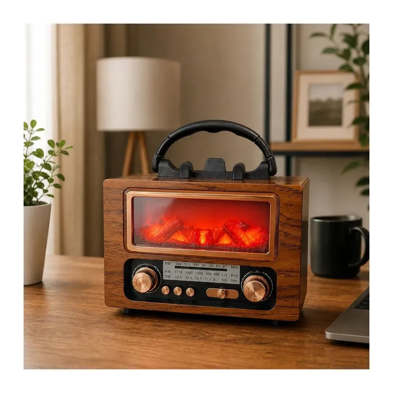 TrdStore® NS-901 Şömine Görünümlü Bluetooth Hoparlör, Nostaljik Radyo ve Kablosuz Müzik Çalar, Dekoratif Retro Tasarım