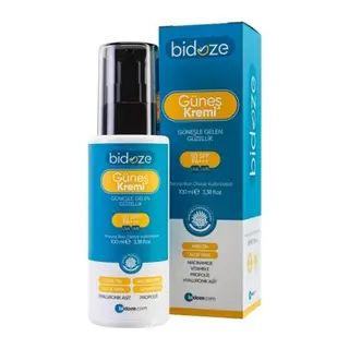 Bidoze Güneş Kremi 50+ SPF | Leke Karşıtı Onarıcı, Alpha-Arbutin Ginseng ve Kolajen