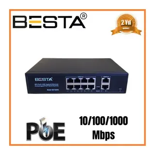 10 PORT GİGABİT POE SWİTCH 10/100/1000 Mbps 8 Port POE BST1020G