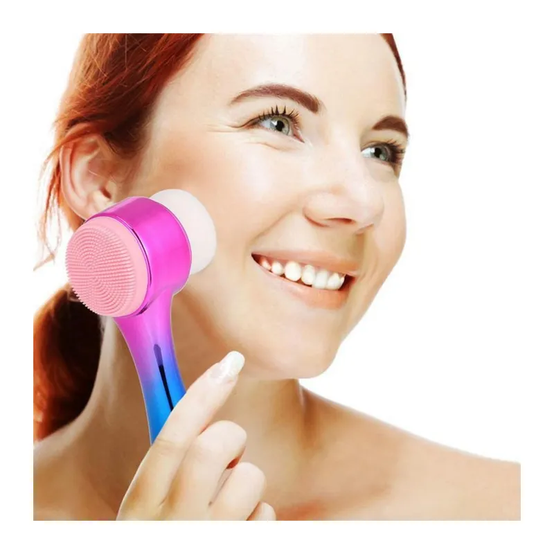 TrdStore® Çift İşlevli Renkli Cilt Yüz Temizleme Fırçası Peeling Masaj Etkili Gözenek Temizleyici Alet