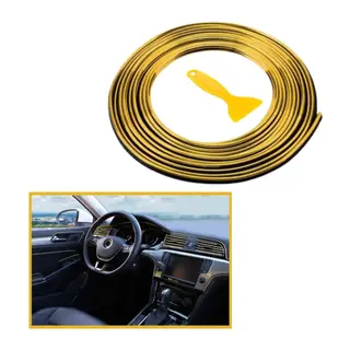 BUFFER® Gold Araba Oto Trim Dekorasyon Şeridi Kauçuk Elastik Kolay Kurulum 5 metre Şerit Bant