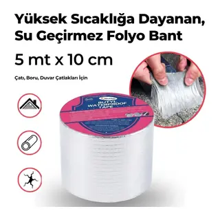 Buffer Yüksek Sıcaklık Dayanan Su Geçirmez Çatı Boru Duvar Çatlak Yapışkan Çamur Bant Folyo 5 mt x 10 cm