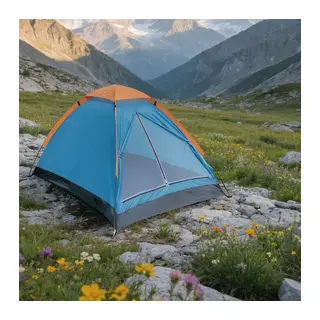 BUFFER® 4 Kişilik Kamp Çadırı Manuel Kurulum Düz Kapılı Outdoor Dayanıklı Kamp Doğa Çadırı 200 x 200 x 110 cm