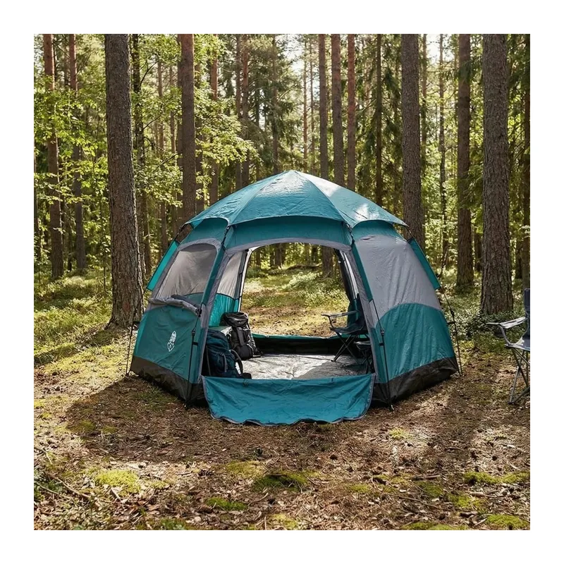 TrdStore® 4 Kişilik Otomatik Kamp Çadırı – Altıgen Tasarım, Çift Kapılı, Suya Dayanıklı, Hızlı Kurulumlu Geniş Aile Outdoor Çadırı 240x240x160 cm