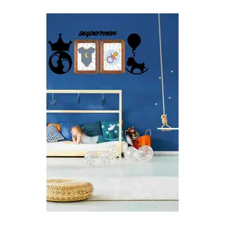 BUFFER® DECO103 Supermen Dekoratif Duvar Süsü Tablo Aksesuar Ahşap Tasarım Hediye Pano Sticker Seti