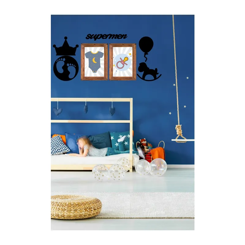 BUFFER® DECO103 Supermen Dekoratif Duvar Süsü Tablo Aksesuar Ahşap Tasarım Hediye Pano Sticker Seti