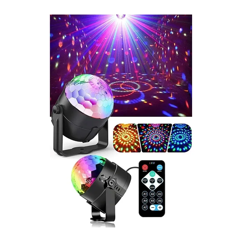 Kumandalı Sese Duyarlı Çok Renkli LED Disko Topu - Lazer Işıklı Parti Küresi