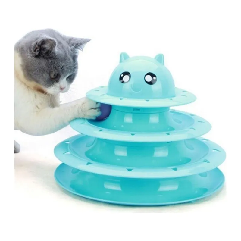 BUFFER® Tower Of Tracks Eğlenceli Üç Katlı Kedi Oyuncağı Seti Kedi Oyunu