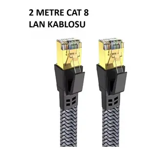 Cat 8 LAN Kablosu –Ethernet Kablosu Örgü Kaplama, Yüksek Hızlı (2 METRE)