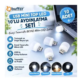 TrdStore® USB Mini Top LED 10’lu Aydınlatma Beyaz Işıklı Gece Lambası, Enerji Tasarruflu Mikro LED Işıklar