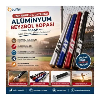 TrdStore® Uzun Ömürlü Dayanıklı Sağlam Alüminyum Beyzbol Sopası 63,5 Cm