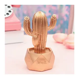 TrdStore® Led Işıklı Sevimli Kaktüs Dekoratif Masa Lambası Mini Biblo Gece Lambası-GOLD