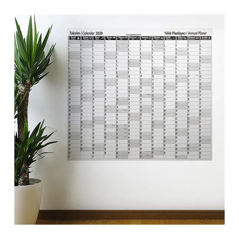 BUFFER® 2020 Yıllık Planlayıcı Manyetik Duvar Stickerı Takvim 110x100 cm