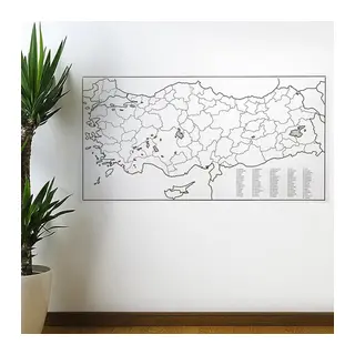 Yazılabilir Türkiye Haritası Manyetik Duvar Stickerı 110 x 56 cm