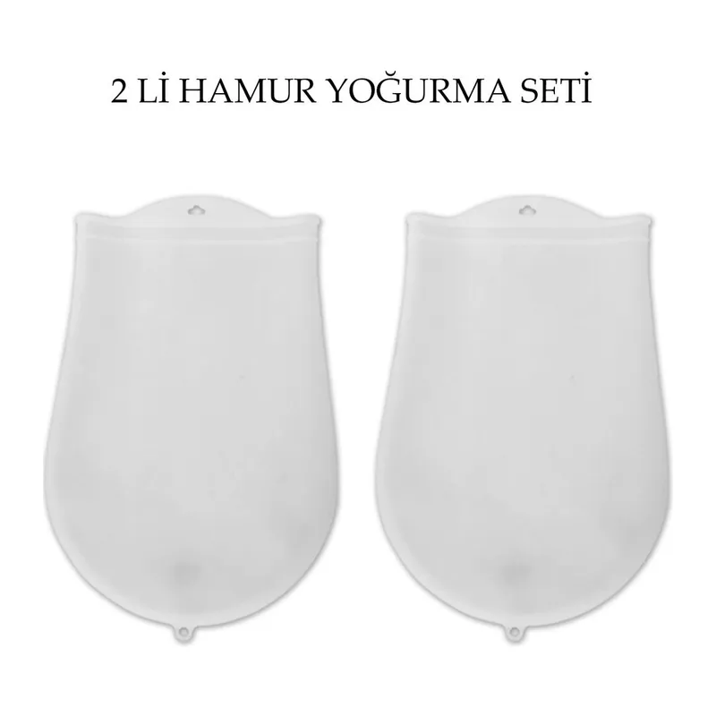 TrdStore® Hamur Torbası 2 li Set Orta ve Büyük Hamur Silikon Şeffaf Yoğurma Torbası Ekmek Makarna Mant