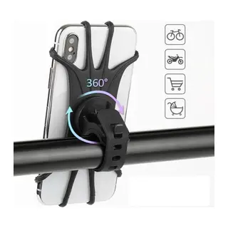 BUFFER® Universal Bisiklet Motosiklet Çocuk Arabası Silikon 360 Derece Telefon Tutucu Tüm Modellerle