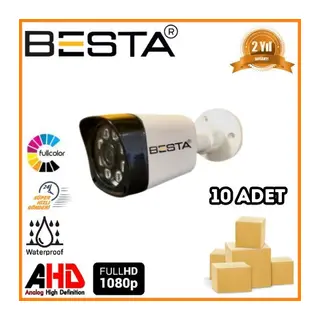 2 MP 1080P 8 ATOM WARM LED Bullet AHD Güvenlik Kamerası 10 Adet Koli