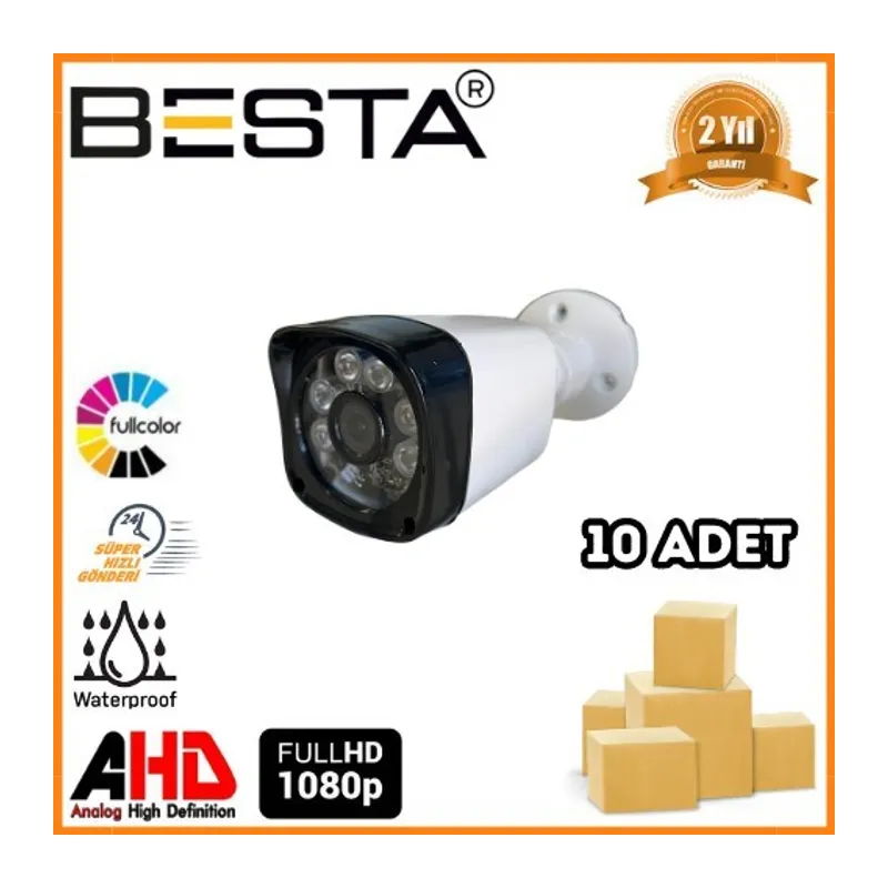 2 MP 1080P 6 ATOM WARM LED Bullet AHD Güvenlik Kamerası 10 Adet Koli