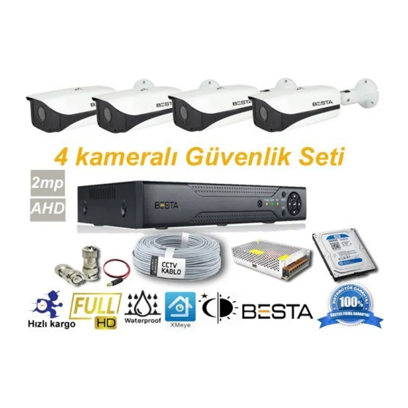 4 Dış Mekan Kameralı Her Şey Dahil Güvenlik Kamera Seti