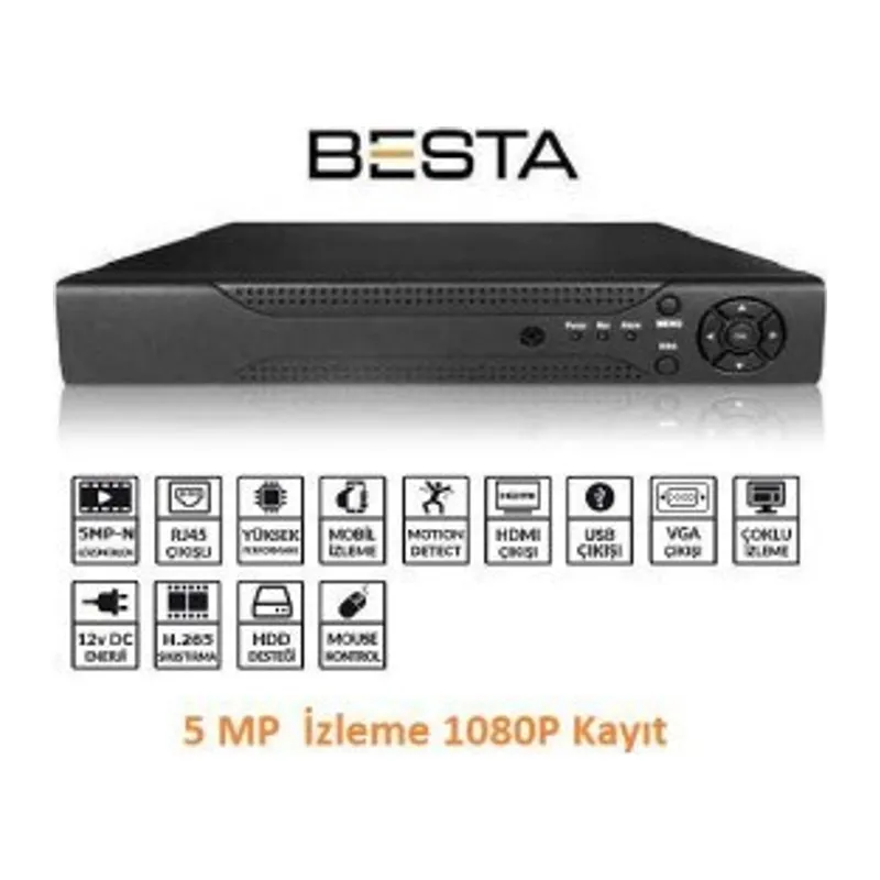 8 KANAL 5MP P6 H265 AHD DVR Kayit Cihazı KD-1158