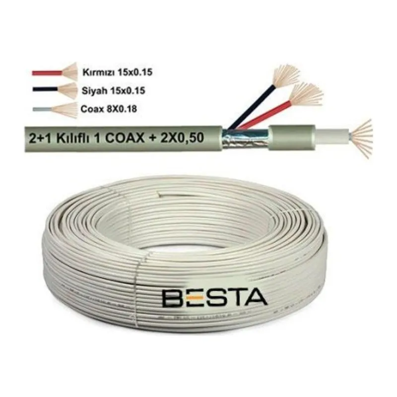 2+1 0,22 30 Metre CCTV Kamera Kablosu KD-1330