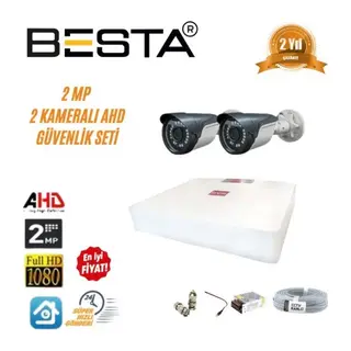 2 MP Ahd 1080P Gece Görüşlü 2 Kameralı Güvenlik Sistemi
