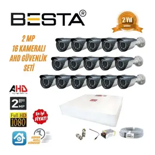 2 MP Ahd 1080P Gece Görüşlü 16 Kameralı Güvenlik Sistemi