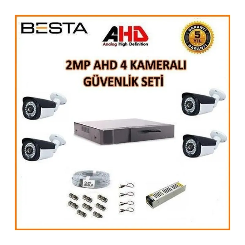 KD-1624 2Mp Ahd 1080P Gece Görüşlü 4 Kameralı Güvenlik Sistemi
