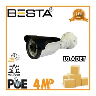 4 MP 6 ATOM LED IP POE Bullet Güvenlik Kamerası 10 Adet Koli