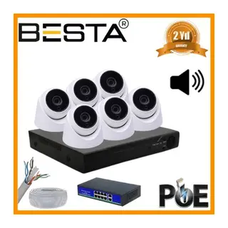 5 MP 1440P 6 İÇ MEKAN KAMERALI DAHİLİ MİKROFONLU IP POE Güvenlik Seti