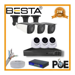 5 MP 3 İÇ MEKAN 3 DIŞ MEKAN KAMERALI IP POE GÜVENLİK SETİ