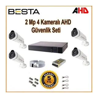 2Mp Ahd 1080P Gece Görüşlü 4 Kameralı Güvenlik Sistemi