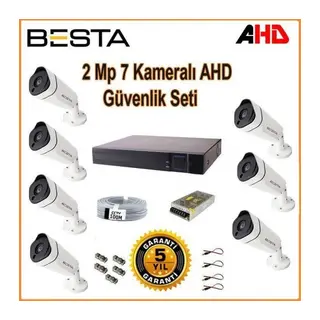 2Mp Ahd 1080P Gece Görüşlü 7 Kameralı Güvenlik Sistemi Su Geçirmez Kamera Seti