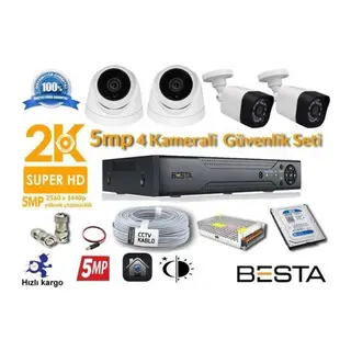 5MP 4 Kameralı AHD Güvenlik Seti