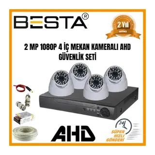 2Mp Ahd 1080P Gece Görüşlü 4 Kameralı Dome Güvenlik Sistemi