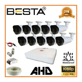 2 MP 1080P 10 Dış Mekan Kameralı AHD Güvenlik Seti