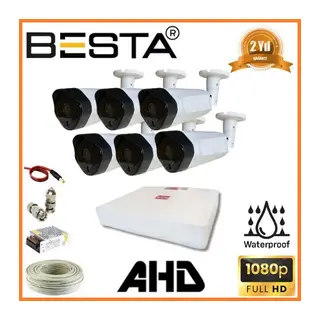 2 MP 1080P 6 Dış Mekan Kameralı AHD Güvenlik Seti