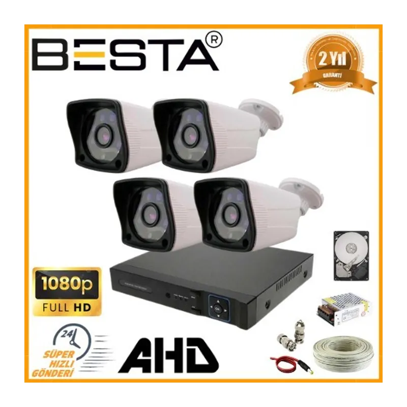 2 MP 1080P 4 Dış Mekan Kameralı AHD Güvenlik Seti