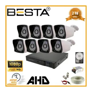 2 MP 1080P 8 Dış Mekan Kameralı AHD Güvenlik Seti