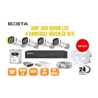 5 MP 1440P 4 Kameralı AHD Warm led Güvenlik Seti