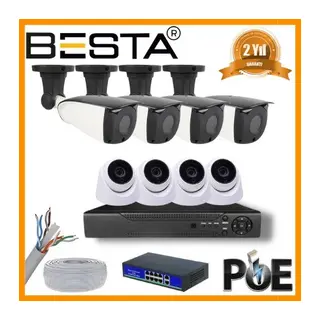 5 MP 4 İÇ MEKAN 4 DIŞ MEKAN KAMERALI IP POE GÜVENLİK SETİ