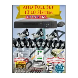 2Mp Ahd 1080P Gece Görüşlü 13 Kameralı Güvenlik Sistemi - 500GB HDD