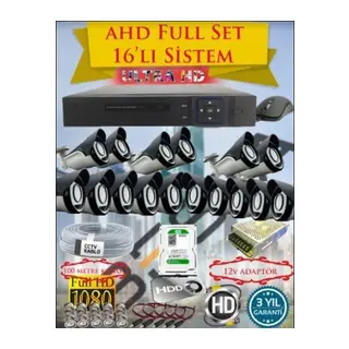 2Mp Ahd 1080P Gece Görüşlü 16 Kameralı Güvenlik Sistemi - 500GB HDD