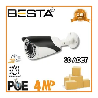 4 MP 42 LED IP POE Bullet Güvenlik Kamerası 10 Adet Koli