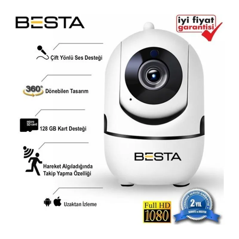 2 MP Gece Görüşlü Kablosuz Ip Güvenlik Kamerası KD-5100