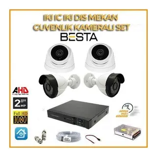 2 MP 1080P 2 İç Mekan 2 dış Mekan 4 Kameralı Ahd Güvenlik Seti