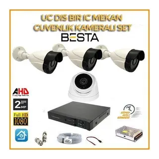2 MP 1080P 3 Dış Mekan 1 İç Mekan Kameralı Ahd Güvenlik Seti