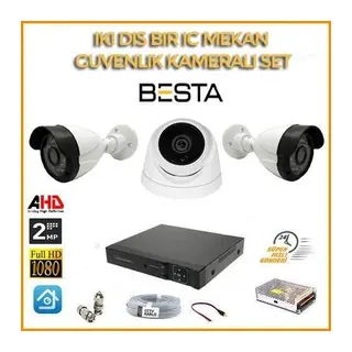 2MP 1080P 2 Dış Mekan 1 İç Mekan Kameralı Ahd Güvenlik Seti